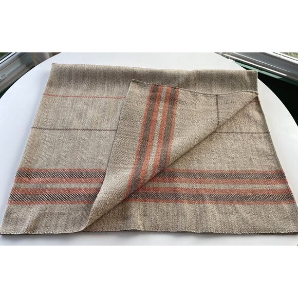 Vintage 80s tablecloth, beige brown and orange, thick woven, rectangular table - Picture 7 of 8